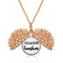 You are My Sunshine Necklace Sterling Silver Personalized Simulated Birthstone Sunflower Necklace Locket with Engraved Hidden Message Pendant Jewelry Gifts for Her