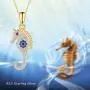 Gold Bee / Gold Seahorse / Silver Hedgehog Pendant Necklace, 925 Sterling Silver Personalized Animals Necklace for Women Men Girls Boys Children Jewelry Gift 18+2 Extender (Gift Box included)