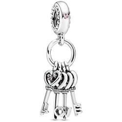Pandora Jewelry Keys of Love Dangle Crystal and Cubic Zirconia Charm in Sterling Silver