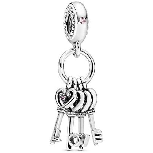 Pandora Jewelry Keys of Love Dangle Crystal and Cubic Zirconia Charm in Sterling Silver