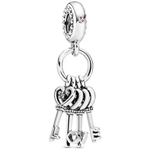 Pandora Jewelry Keys of Love Dangle Crystal and Cubic Zirconia Charm in Sterling Silver Pandora Jewelry Keys of Love Dangle Crystal and Cubic Zirconia Charm in Sterling Silver