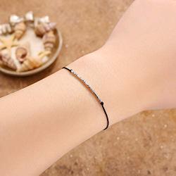 Iefil Morse Code Bracelets for Women, S925 Sterling Sliver Beads on Silk Cord Morse Code Strand Bracelets Unique Inspirational Gifts Jewelry Girls Friendship Birthday Gifts for Her Best Friends