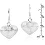 Adorable Puffy Hearts with Brushed Finish .925 Sterling Silver Dangle Earrings