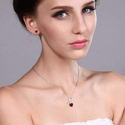 Gem Stone King Red Garnet 925 Sterling Silver Pendant Earrings Set 2.51 Ct Heart Shape Gemstone Birthstone with 18 Inch Silver Chain