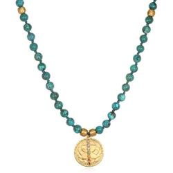 Satya Jewelry Turquoise Gold Chakra Tassel Mala Necklace 30-inch
