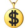 beautlace US Dollar Money Sign Necklaces Silver/18K Gold/Black Gun Plated Round Coin Dollar Pendant Jewelry for Men and Women KP0126