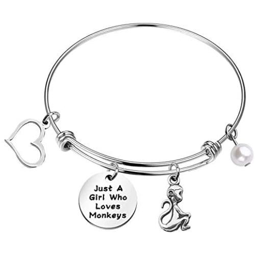 FAADBUK Funny Monkey Bracelet Animal Lover Gift Just A Girl Who Loves Monkeys Jewelry Bracelet Monkey Lover Gift Monkey Jewelry