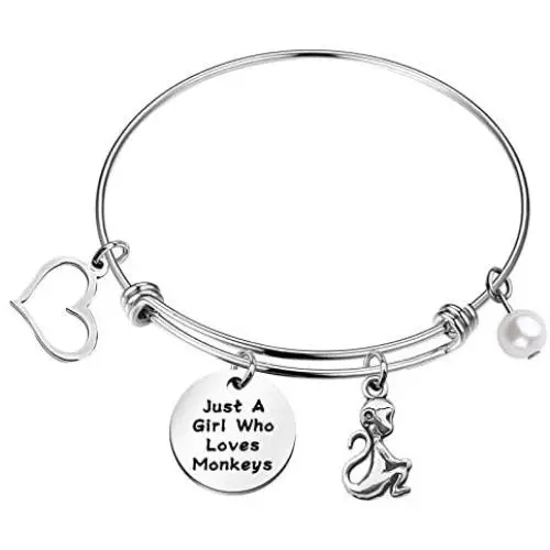 FAADBUK Funny Monkey Bracelet Animal Lover Gift Just A Girl Who Loves Monkeys Jewelry Bracelet Monkey Lover Gift Monkey Jewelry
