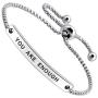 SOUSYOKYOSAM You are Enough Inspirational Quote Mantra Phrase Engraved Bangle Bracelet Positive Jewelry Gift