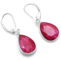 Silver Palace 925 Sterling Silver Natural Gemstone Teardrop Earrings For Women & Girls