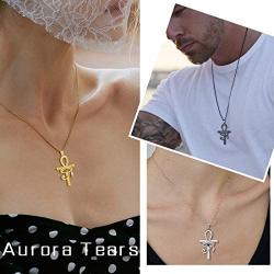 Aurora Tears Eye of Horus Egypt Ankh Necklace Mens 925 Sterling Silver Women Anka Cross Ancient Egyptian Pendant Symbol of Protection Religious Jewelry DP0293