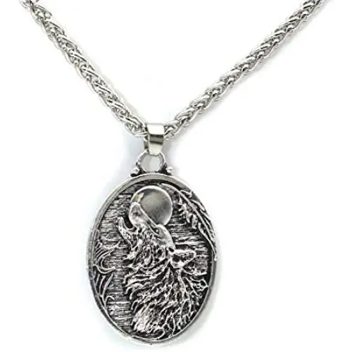 Wolf Necklace for Men, Howling Wolf Moon Necklace, Norse Viking Wolf Head Pendant Necklace with 23.6” Chain, Celtic Wolf Totem Amulet Necklace, Punk Animal Wolf Jewelry Gift for Men Boys Wolf Necklace for Men, Howling Wolf Moon Necklace, Norse Viking Wolf Head Pendant Necklace with 23.6” Chain, Celtic Wolf Totem Amulet Necklace, Punk Animal Wolf Jewelry Gift for Men Boys