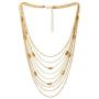 COOLSTEELANDBEYOND Statement Choker Collar Necklace Waterfall Multi-Strand Chain with Rectangle Crystal Bead Charm