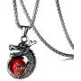 Heavstjer Punk Rock Stainless Steel Dragon Pendant Crystal Ball Necklace,24inches Link Chain