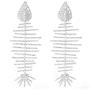 Yokawe Fashion Rhinestone Dangle Earrings Silver Exaggerated Fishbone Earrings Crystal Drop Statement Ear Jewelry for Women and Girls