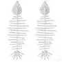 Yokawe Fashion Rhinestone Dangle Earrings Silver Exaggerated Fishbone Earrings Crystal Drop Statement Ear Jewelry for Women and Girls