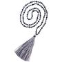 KELITCH Round Matte Ore Crystal Beaded Necklace Handmade Colorful Long Tassel Pendant Necklace