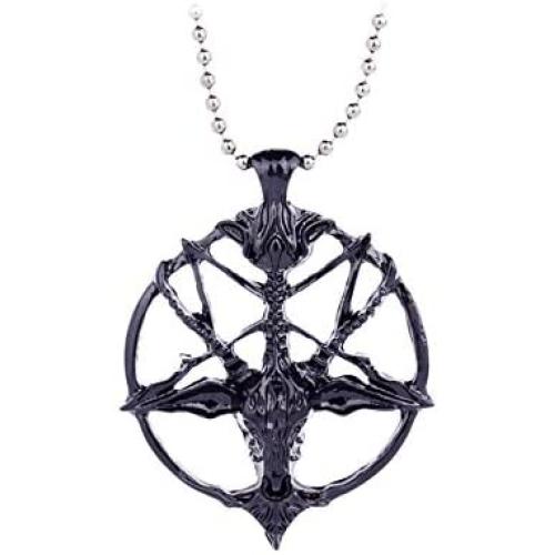 Vintage Sheep Head Skull Pendant Necklace, AILUOR Fashion Women Mens Stainless Steel Round Rams Goat Head Argali Necklace Jewelry