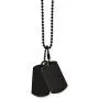 Stainless Steel Mens Brushed and Laser Cut Black IP Double Dog tag Pendant Necklace Charm Chain 20'' Stainless Steel Mens Brushed and Laser Cut Black IP Double Dog tag Pendant Necklace Charm Chain 20''
