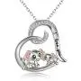 Elephant Necklace Sterling Silver Gold Plated Mother and Daughter Engraved Love Heart Dumbo Elephant Pendant Necklace Elephant Necklace Sterling Silver Gold Plated Mother and Daughter Engraved Love Heart Dumbo Elephant Pendant Necklace