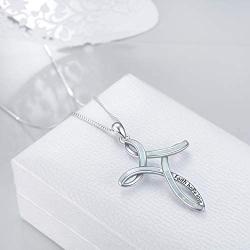 WINNICACA Luck Irish Celtic Knot Sterling Silver Cross Necklace Created Opal Faith Hope Love Jewelry for Women Teens Birthday Mothers Day Gifts for Her