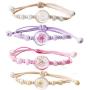 4pcs Sweet Daisy Dandelion Flower Bracelet Ceramic Beads Hand-weave Adjustable Bracelet for Women Girls