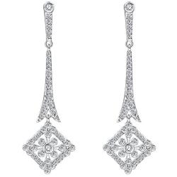 EVER FAITH Wedding Art Deco Royal Gatsby Inspired Chandelier Earrings Pave Zircon Clear Silver-Tone
