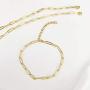 BOUTIQUELOVIN 14K Gold Plated Dainty Paperclip Link Chain Bracelet for Women Girls Layered Bead Bracelets