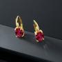 Gem Stone King 5.00 Ct Oval Red Created Ruby 18K Yellow Gold Plated Silver Earrings