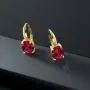 Gem Stone King 5.00 Ct Oval Red Created Ruby 18K Yellow Gold Plated Silver Earrings Gem Stone King 5.00 Ct Oval Red Created Ruby 18K Yellow Gold Plated Silver Earrings