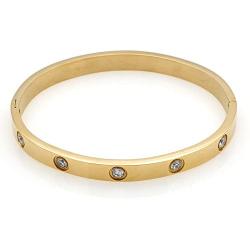 Oval Pave Crystal CZ Bracelet Men&Women Designer Bangle Stainless Steel Jewelry 7.5