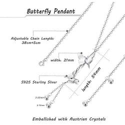 Sllaiss Sterling Silver Butterfly Choker Necklace for Women Austrian Crystals Butterfly Pendant Necklace Fine Jewelry Valentines Day Gift for Her