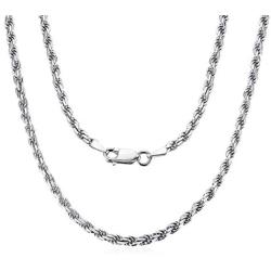 AINUOSHI Yellow Gold or Rhodium Plated Sterling Silver 1.4mm-5.0mm Twist Rope Chain Necklace for Women Men, 16-28 inches