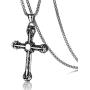 discountstore145 Pendant Necklace, Men Vintage Titanium Steel Jesus Cross Pendant Chain Necklace Party Jewelry Gift - Antique Silver