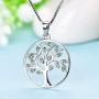 YL Tree Necklace 925 Sterling Silver Tree of Life Pendant Gemstone White/Rose Gold Plated Jewelry