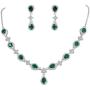 EleQueen Womens Silver-Tone Cubic Zirconia Teardrop Flower Bridal V-Necklace Jewelry Set Dangle Earrings