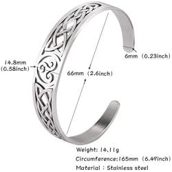 VASSAGO Nordic Viking Triskele Symbol Irish Trinity Celtic Knot Cuff Bracelet Stainless Steel Bangle Vintage Amulet Jewelry Gifts for Men Women Teens