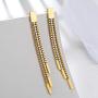 E Chain Link Drop Earrings for Women, Hip Hop Round Circle Dangle Hoops Silver/Gold Punk Sleek stainless steel Chain Earrings