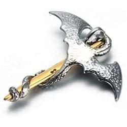 Xusamss Punk Titanium Steel Dragon Sword Wing Pendant Necklaces