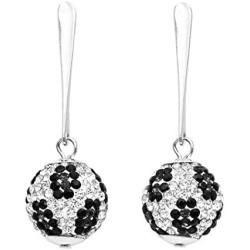 Rosemarie & Jubalee Womens Wild Animal Leopard Print Pave Crystal Ball Bar Drop Earrings, 2''