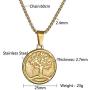 Jude Jewelers Stainless Steel Tree of Life Round Pendant Cockail Party Statement Necklace