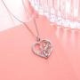 S925 Sterling Silver Heart Love Jewelry Pendant Necklace for Women Mom Girl