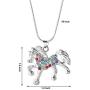 Nimteve Girls Necklaces Silver Tone Multicolored Crystals Horse Pendant Pony Mustang Charm Necklace for Little Girls 18 Inches
