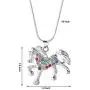 Nimteve Girls Necklaces Silver Tone Multicolored Crystals Horse Pendant Pony Mustang Charm Necklace for Little Girls 18 Inches
