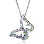 Kiokioa Charm Butterfly Multi-Color Crystal Chain Pendant Necklace Fashion Gift for Teen Girls