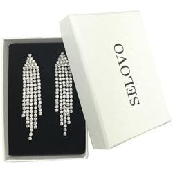 SELOVO Long Chandelier Tassel Dangle Earrings Party Jewelry Clear Austrian Crystal