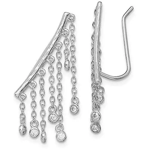 925 Sterling Silver Drop Dangle Chandelier Cubic Zirconia Cz Ear Climber Earrings Fine Jewelry For Women Gifts For Her 925 Sterling Silver Drop Dangle Chandelier Cubic Zirconia Cz Ear Climber Earrings Fine Jewelry For Women Gifts For Her