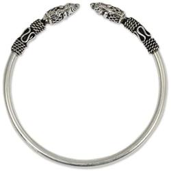 NOVICA .925 Sterling Silver Animal Cuff Bracelet Proud Elephant
