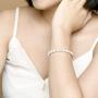 Pearl Bracelets for Women Freshwater Cultured White Round Sterling Silver Genuine Pearl Bracelet for Girls 6-6.5mm/6.5-7.5mm/7.5-8.5mm