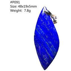 Lapis Pendant,Natural Royal Blue Lapis Lazuli Stone Jewelry For Woman Man Crystal 48x19x5mm Beads Silver Gemstone AAAA